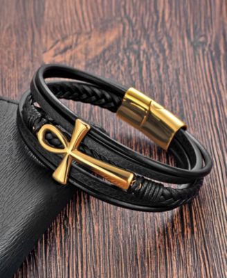 Men's Crux Gold-Tone Leather & Stainless Steel Bracelet