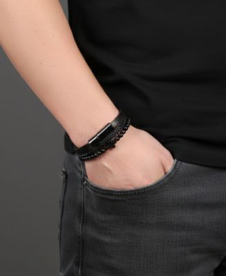 Men's Vero Faith Leather Stainless Steel Bracelet