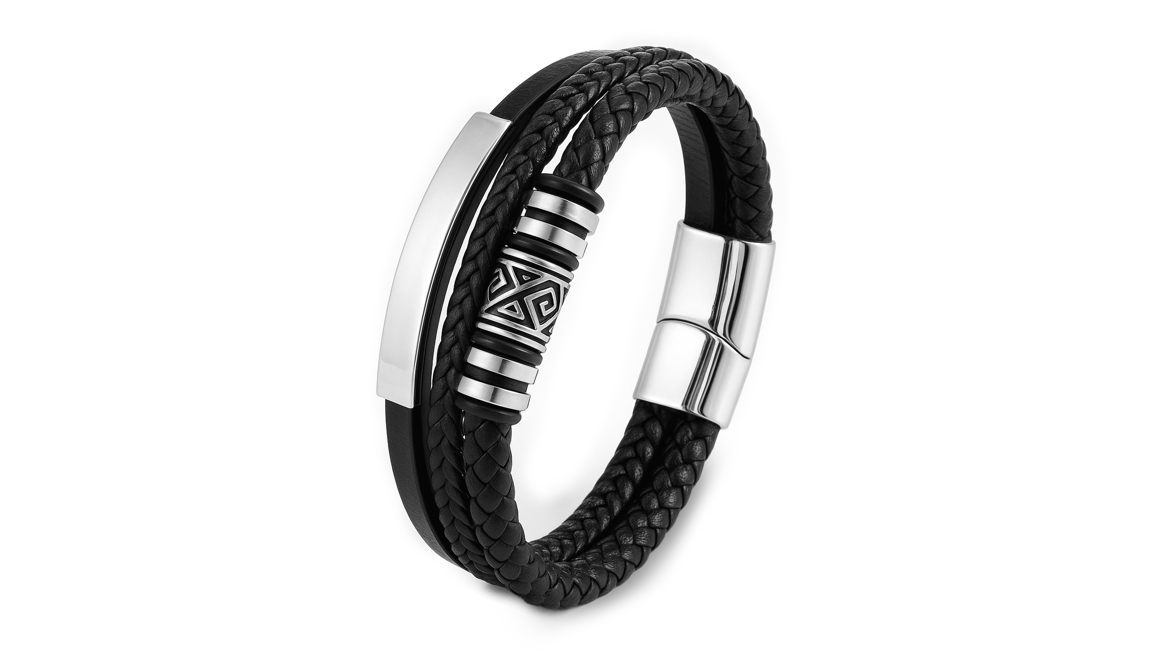 Rhona Sutton Men's Aegis Leather & Stainless Steel Bracelet