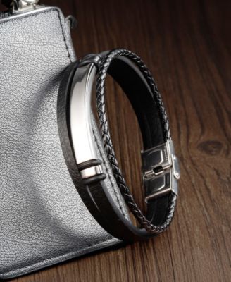 Men's Corvian Leather & Stainless Steel Bracelet
