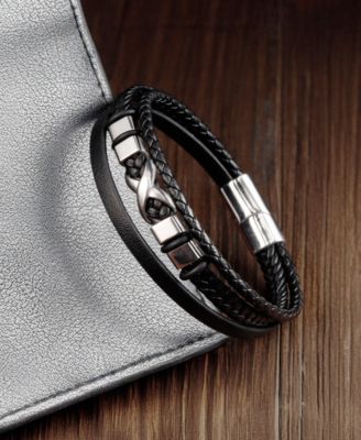 Men's Stainless Steel & Corvian Leather Bracelet