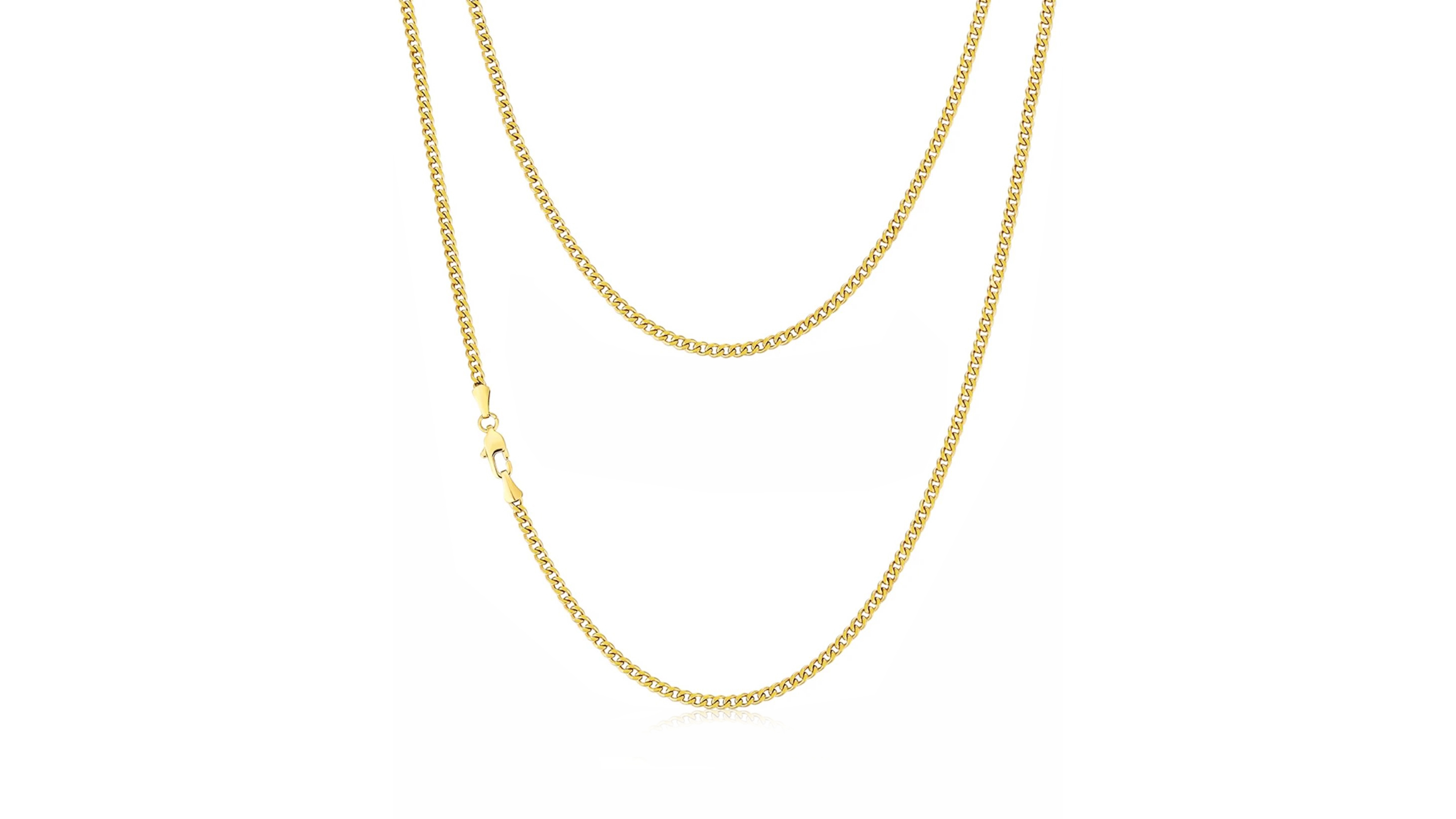 Rhona Sutton Men's Stainless Steel Cuban Chain Necklace in 14k Gold Plated