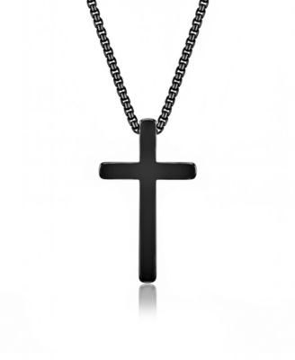 Men's Faith Cross Black Stainless Steel Pendant Necklace