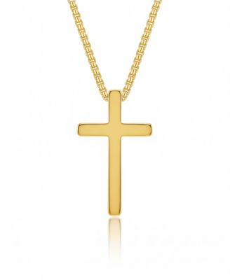 Men's Faith Cross Stainless Steel Pendant Necklace in 14k Gold-Tone
