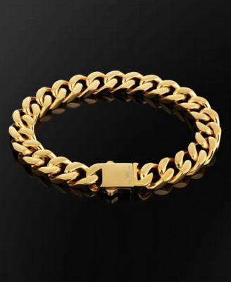 Men's Stainless Steel Cuban Chain Bracelet in 18k Gold Plated