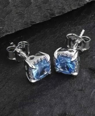 Men's Talon Iced Blue Stud Earrings in Sterling Silver