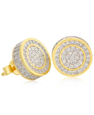 Men's Stud Earrings in 14k Gold Plated Sterling Silver