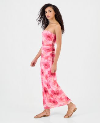 Strapless Mesh Maxi Dress