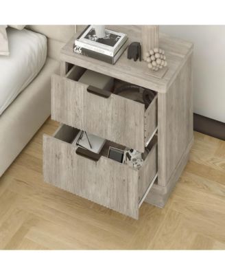 Elegant Fluted 2-Drawer Nightstand for Bedroom or Living Room