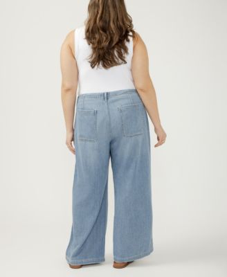 Plus Size Wide-Leg Drawstring Jeans