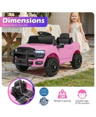 12V Kids Ride On Car Licensed RAM 3500 Electric Vehicle with Remote Control-Pink