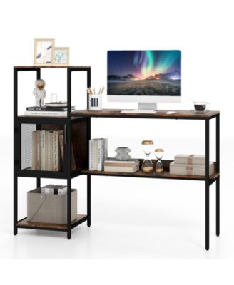Computer Desk with Bookshelf, Storage Cabinet and Shelves, Home Office Workstation