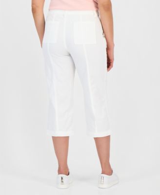 Petite Seam-Detail Utility Capri Pants