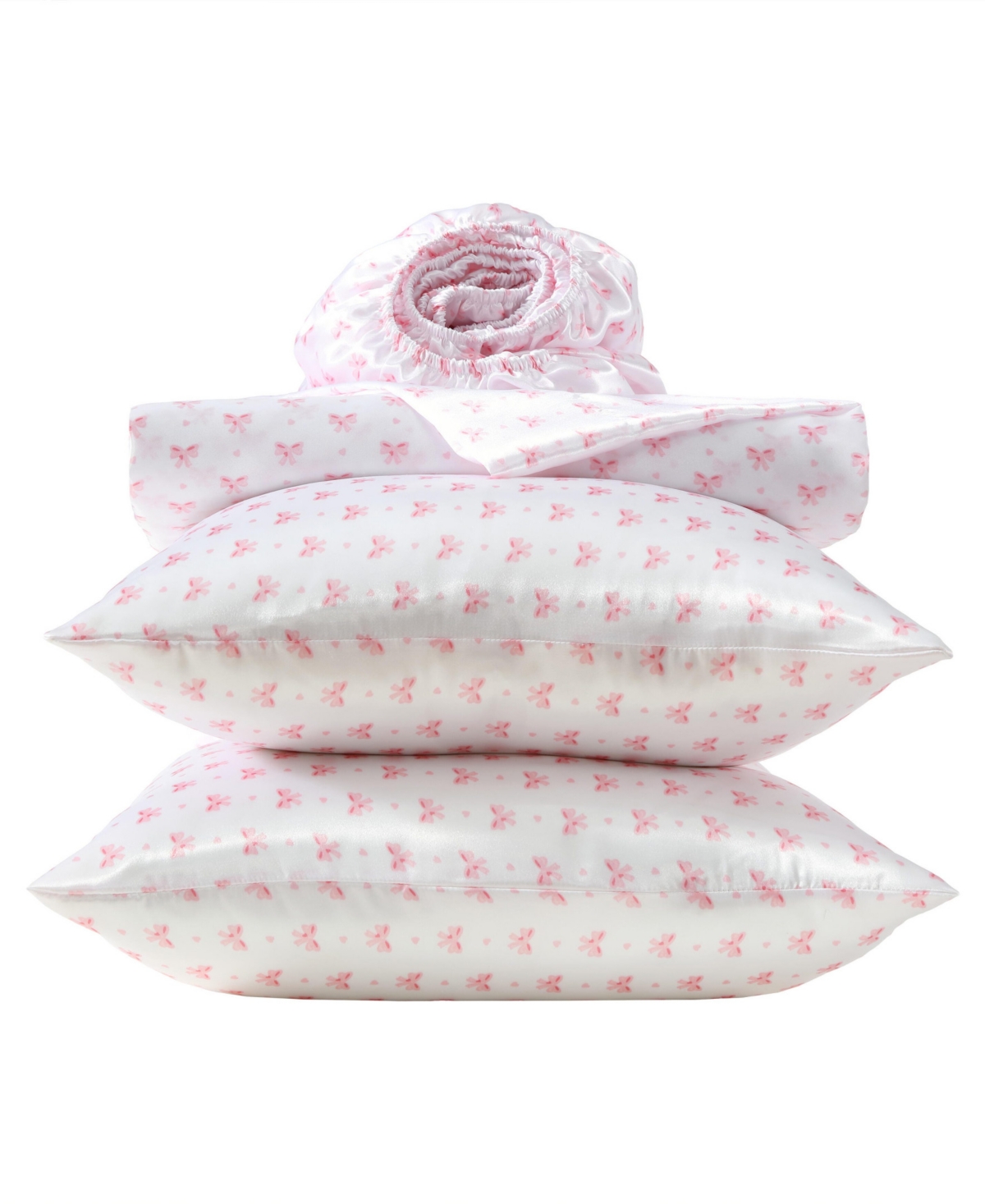 Laura Ashley Printed Satin Heart of Mine -Pc. Sheet Set