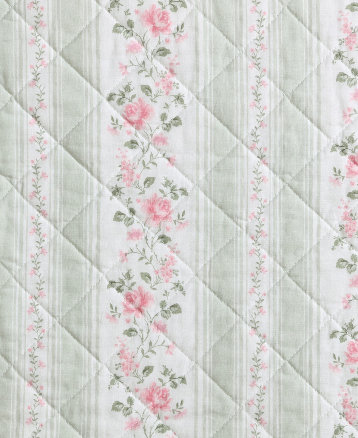 Laura Ashley Rosebud Stripe Reversible 2-Pc. Quilt Set, Twin