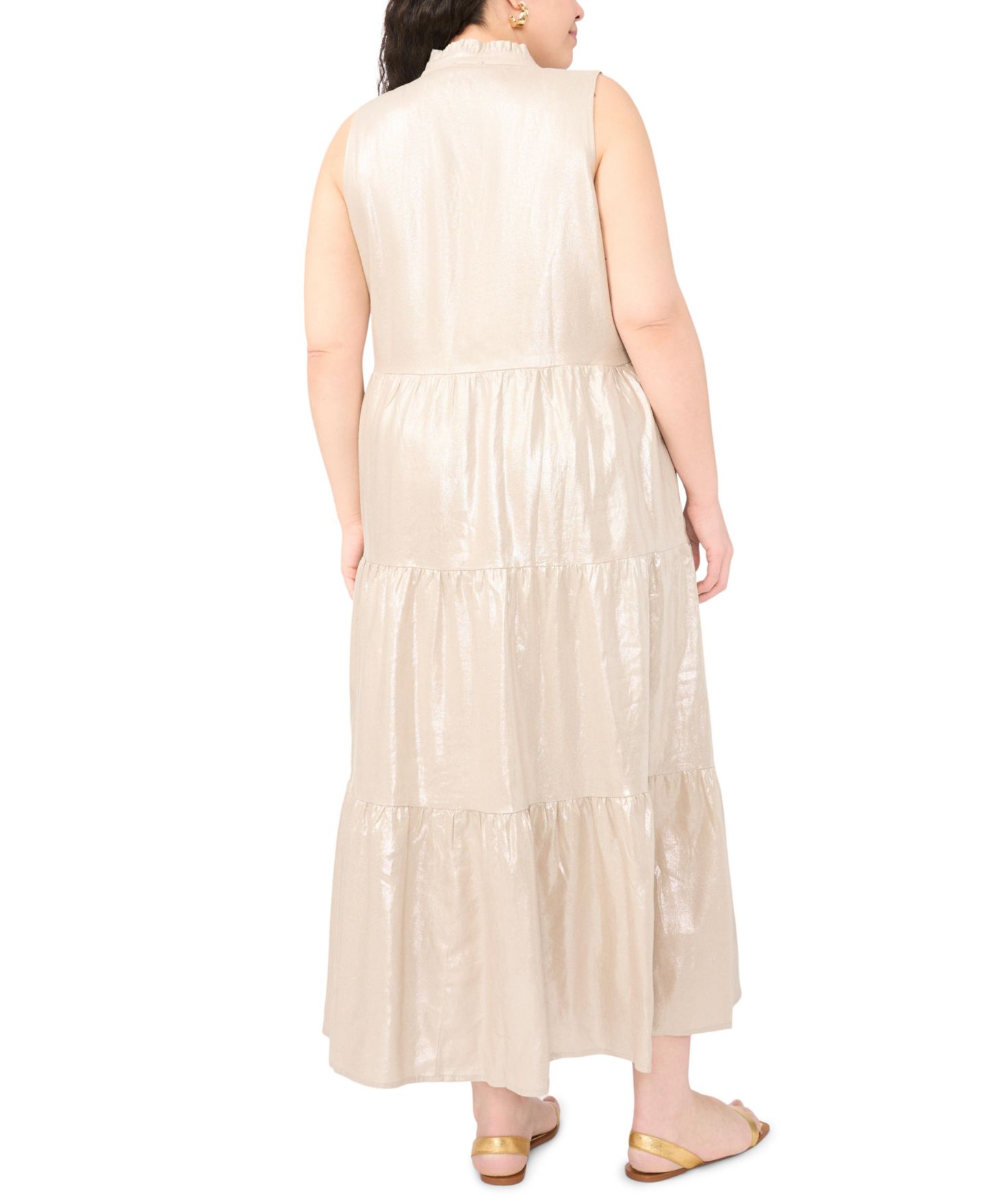 Женское платье Vince Camuto Plus Size Sleeveless Tiered Ruffle Maxi, цвет: Нейтральный — фото 3