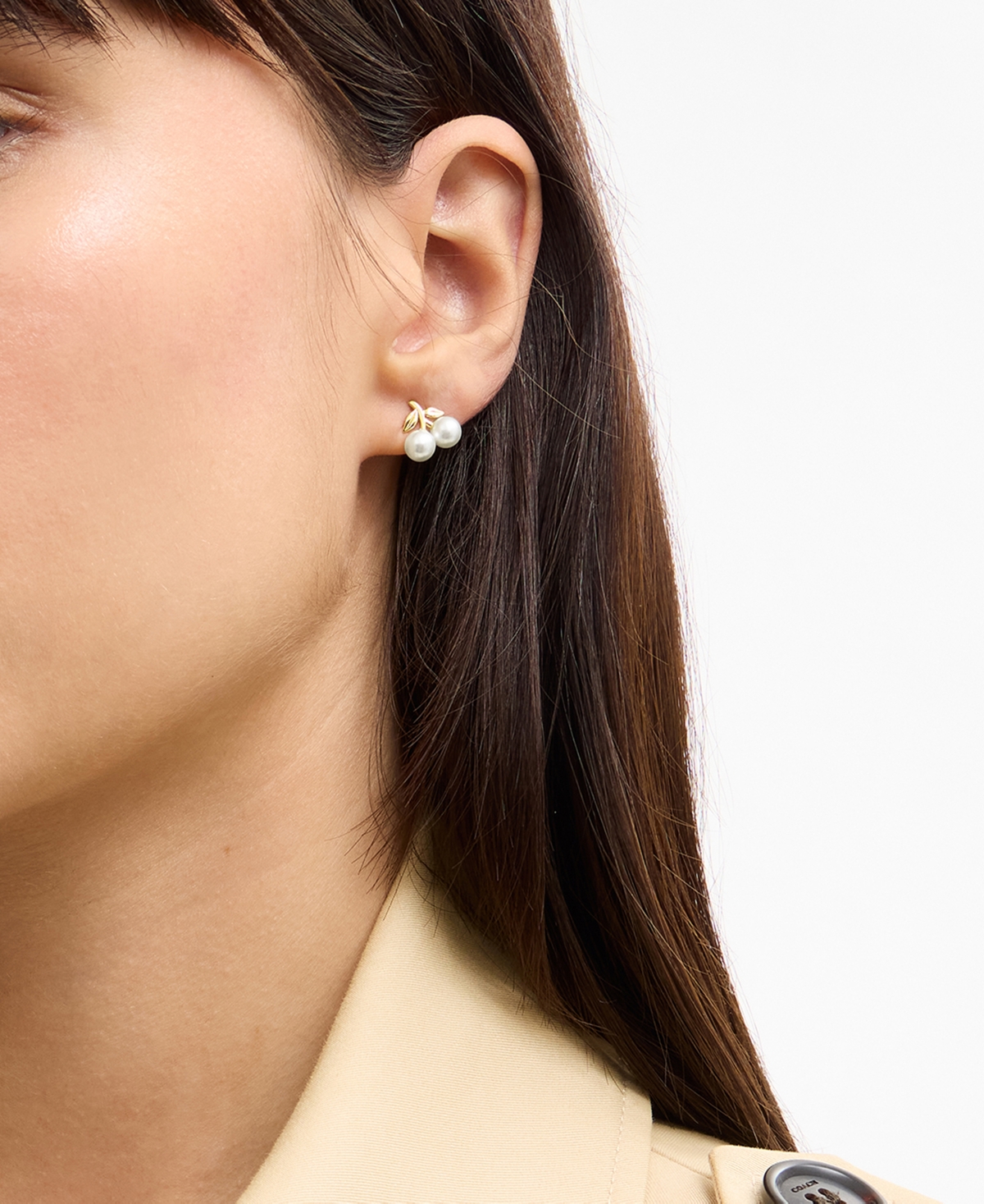 Coach Faux Mother of Pearl Cherry Stud Earrings