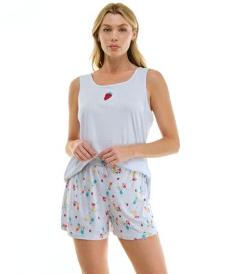 Women's Sleeveless Tank Top and Pajama Shorts, 2-Piece Set