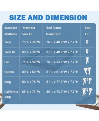 Wood Platform Bed Frame, Wooden Bed Frame Without Headboard, Wood Slat Support, No Box Spring Needed, Easy Assembly