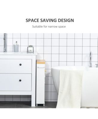 Slim Bathroom Cabinet - Rolling Storage Cart with Wheels, Multi-Tier Shelf Storage Cabinet with Handle for Small Spaces