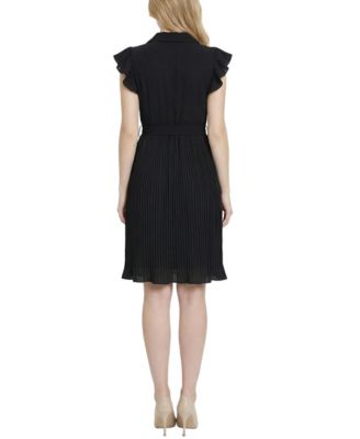 Women's Pliss&eacute; Pleated Short-Sleeve Dress