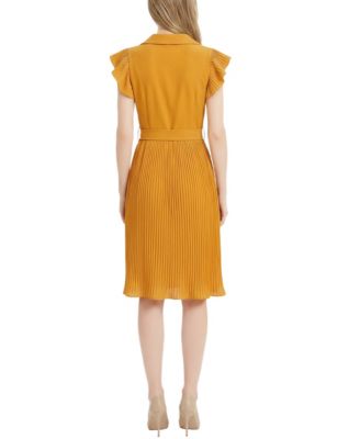 Women's Pliss&eacute; Pleated Short-Sleeve Dress
