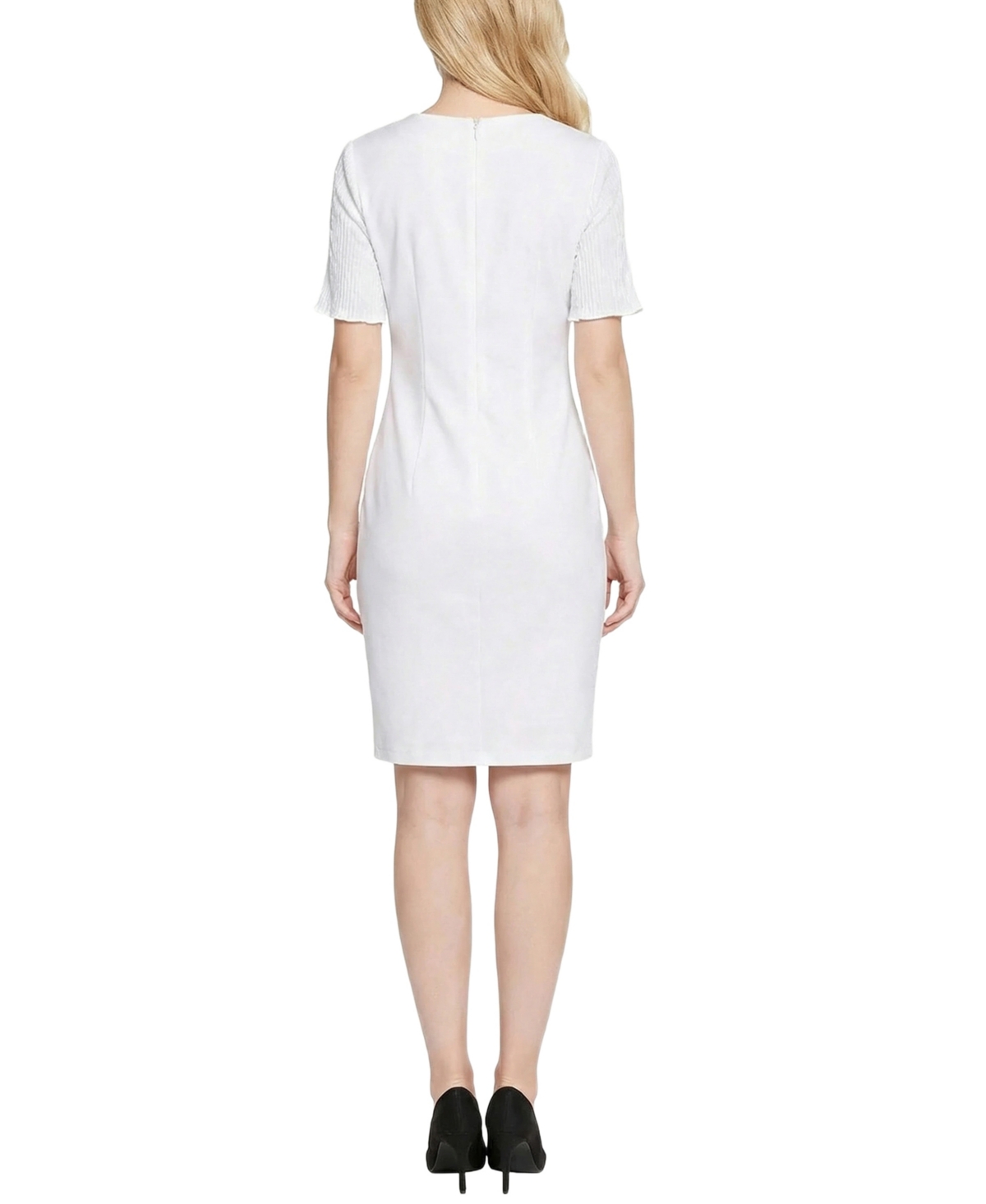 Ny Collection Women's Plisse Pleated Short-Sleeve Dress