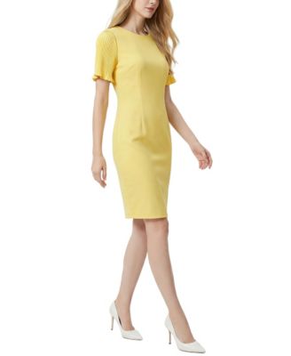 Women's Pliss&eacute; Pleated Short-Sleeve Dress