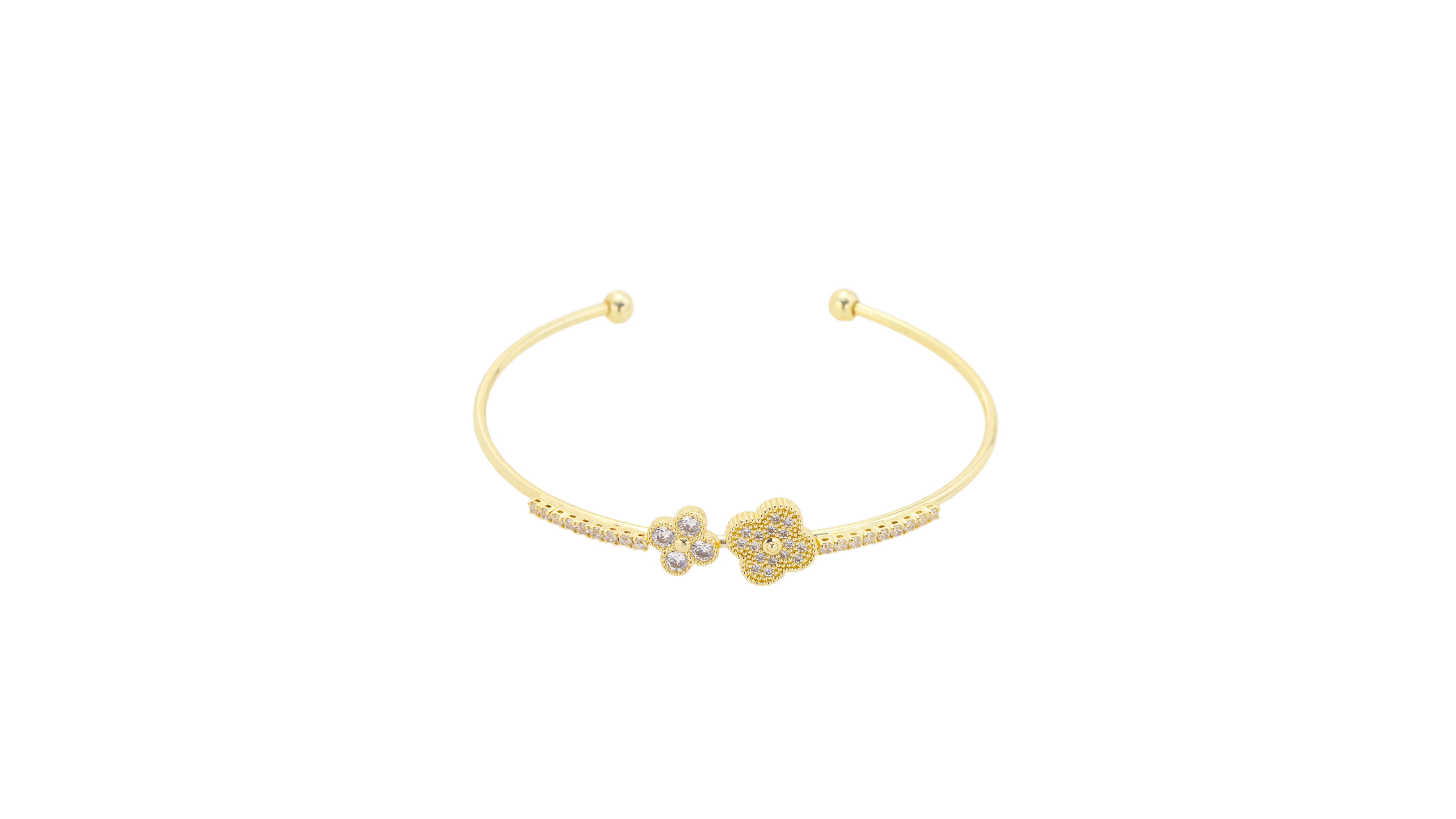 Unwritten Cubic Zirconia Double Clover Cuff Bracelet