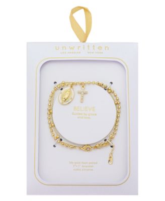 Cubic Zirconia Virgin Mary Double Layer Charm Bracelet
