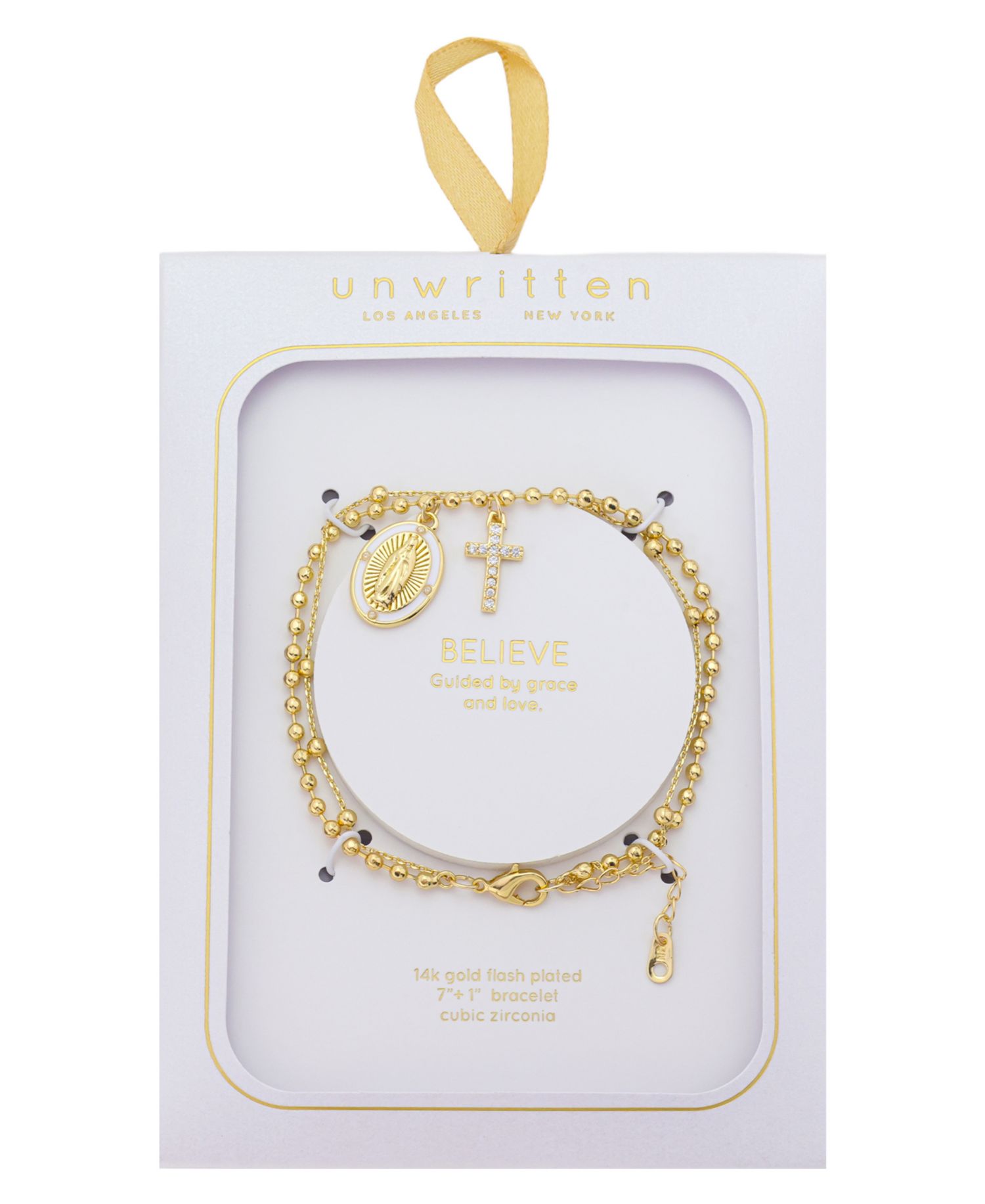 Cubic Zirconia Virgin Mary Double Layer Charm Bracelet