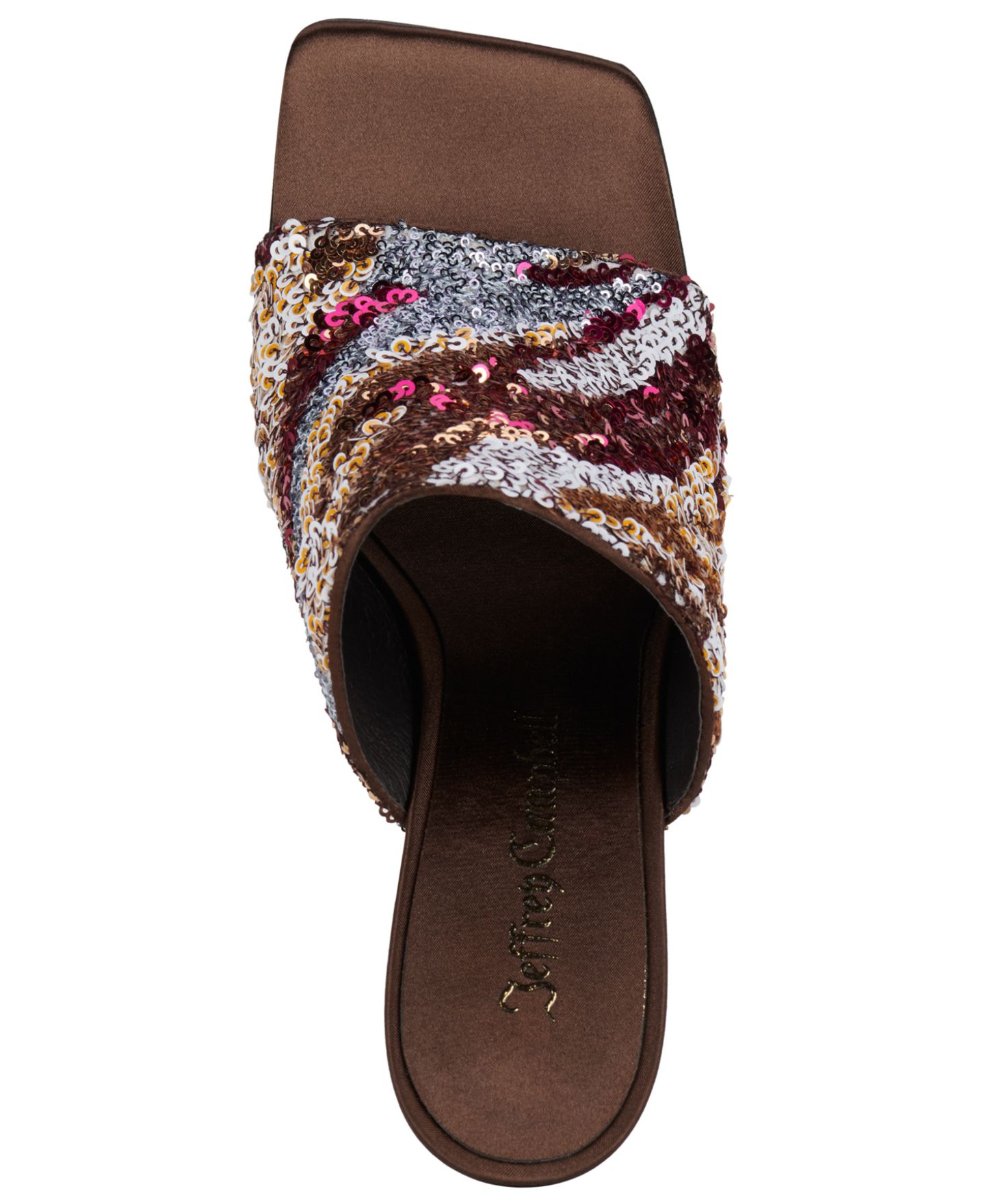 Женские сандалии Jeffrey Campbell Aura-Seq-N Sequin Wedge, цвет: Коричневый атласный комбинированный — фото 4
