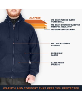 Men's Insulated Full Zip Sweatshirt - Pre-Shrunk, Large Pockets