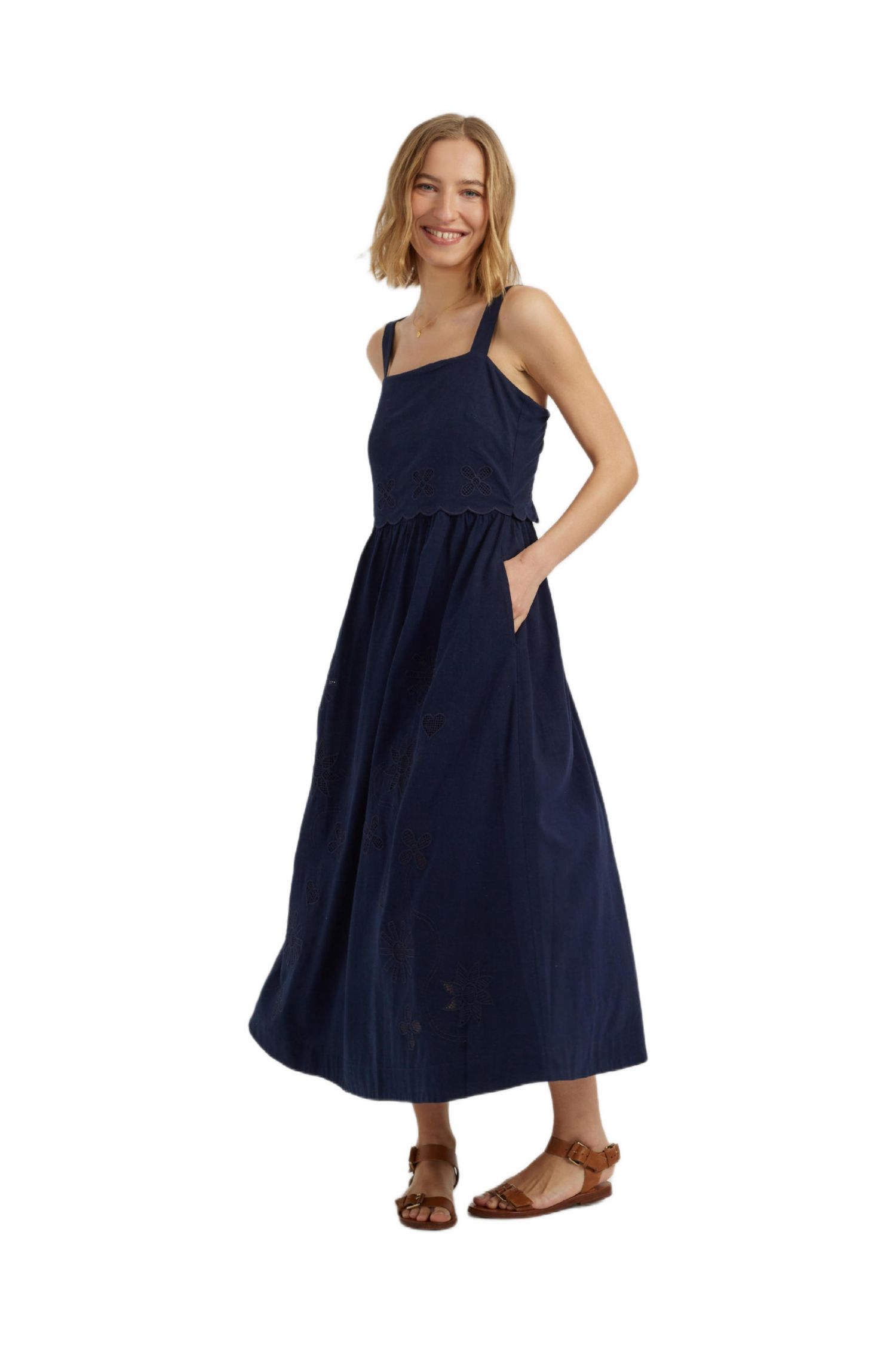 Women's Chinti and Parker Sienna Linen-Blend Broderie Summer Dress