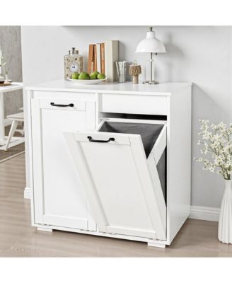 Laundry Hamper Cabinet - Pull-Out Bathroom Storage Unit with 2 Removable Liner Bag for Easy Sorting & Storage, Perfect for Small Spaces