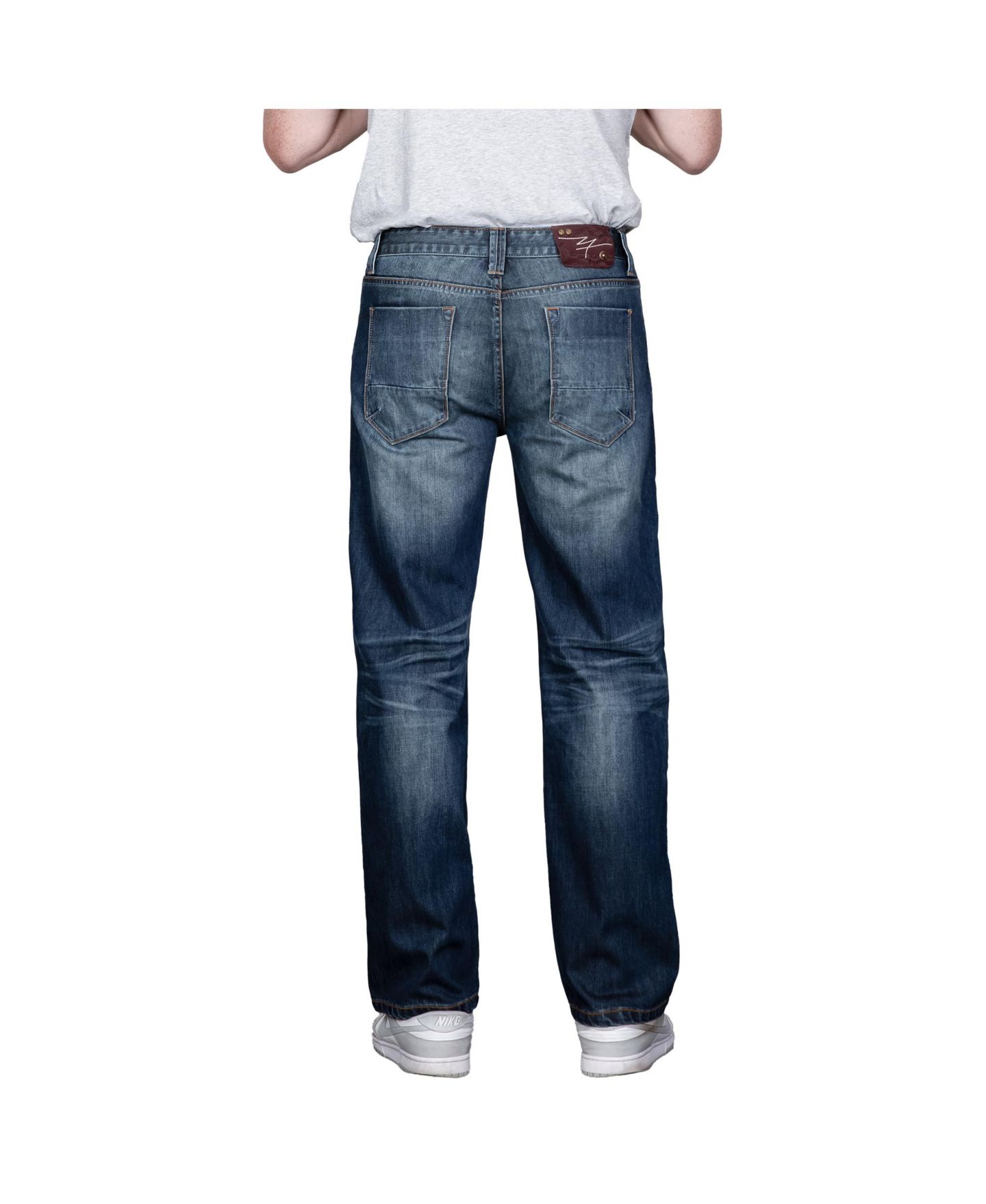 Мужские джинсы Level 7 Relaxed Bootcut Basic 5-Pocket Distressed Denim Jeans, цвет: Синий — фото 2