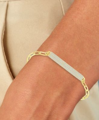 Cubic Zirconia Bracelet in 14k Yellow Gold Over Sterling Silver