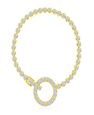 Cubic Zirconia Circle Tennis Bracelet in 14k Yellow Gold Over Sterling Silver