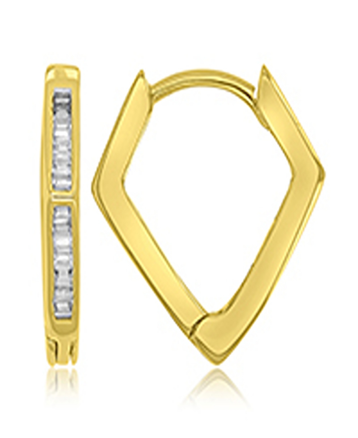 Macy's Cubic Zirconia Baguette Rhombic Huggie Earrings in 14k Yellow Gold Over Sterling Silver