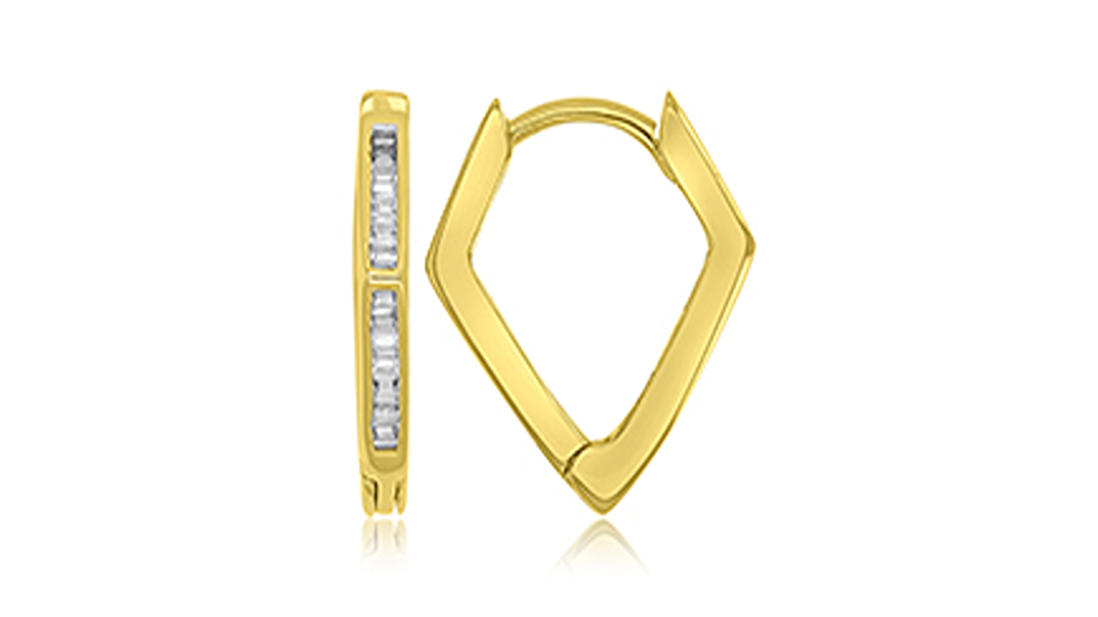 Macy's Cubic Zirconia Baguette Rhombic Huggie Earrings in 14k Yellow Gold Over Sterling Silver