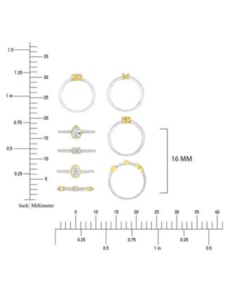 4-Pc. Polished Cubic Zirconia Quadruple Ring in Rhodium Over Sterling Silver