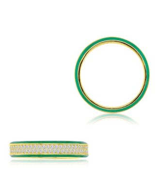 Cubic Zirconia Eternity Ring in 14k Yellow Gold Over Sterling Silver