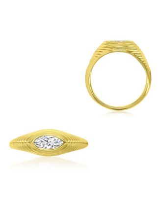 Cubic Zirconia Marquise Ring in 14k Yellow Gold Over Sterling Silver