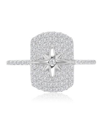 Cubic Zirconia Star Pave Ring in 14k Yellow Gold Over Sterling Silver