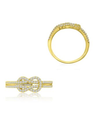 Infinity Knot Cubic Zirconia Ring in 14k Yellow Gold Over Sterling Silver