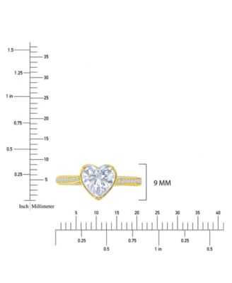 Heart-Shaped Cubic Zirconia Ring in 14k Yellow Gold Over Sterling Silver