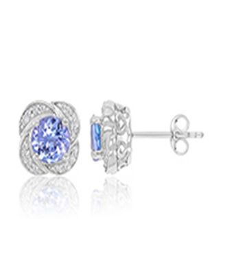 Diamond and Tanzanite Stud Earrings in 10k White Gold