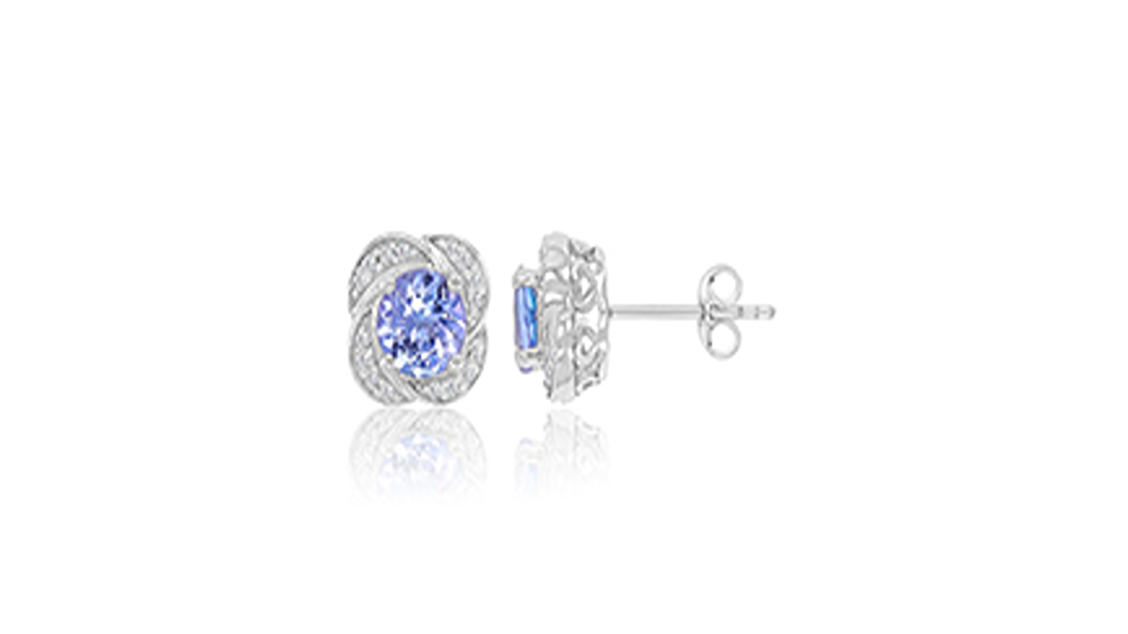 Macy's Diamond and Tanzanite Stud Earrings in 10k White Gold