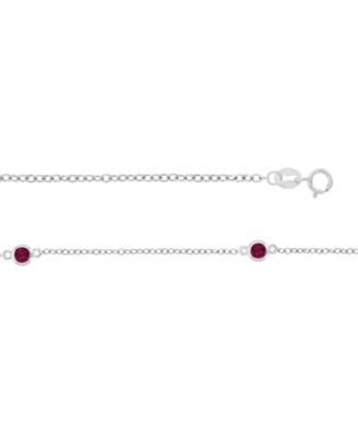 Created Ruby Station Necklace in Rhodium Over Sterling Silver