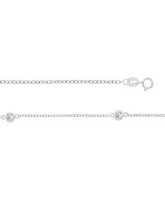 White Sapphire Station Necklace in Rhodium Over Sterling Silver